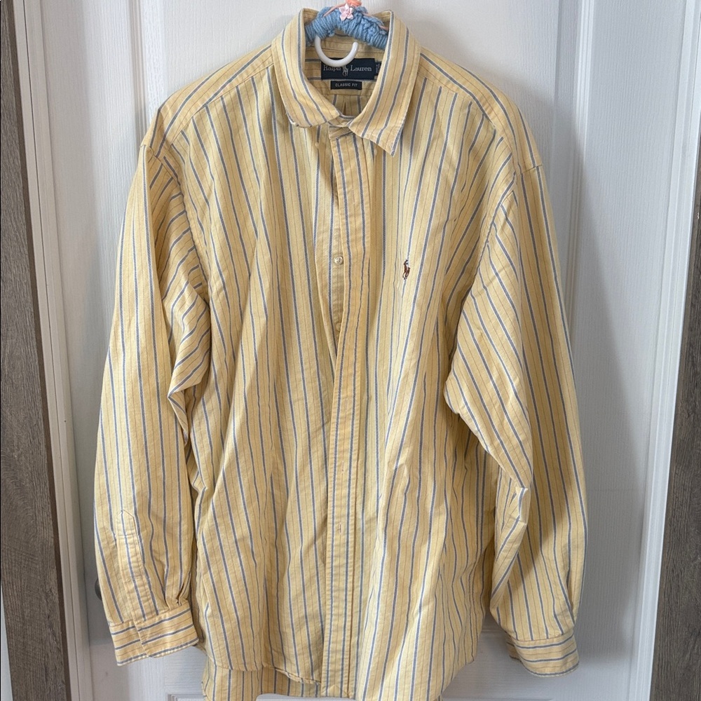 Polo by Ralph Lauren Men's Striped Shirt in Yellow and Blue